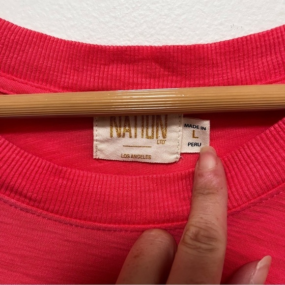 Nation LTD Moxie Easy Short Sleeve T-Shirt Dress In Strawberry Shake Size Large - Picture 7 of 11